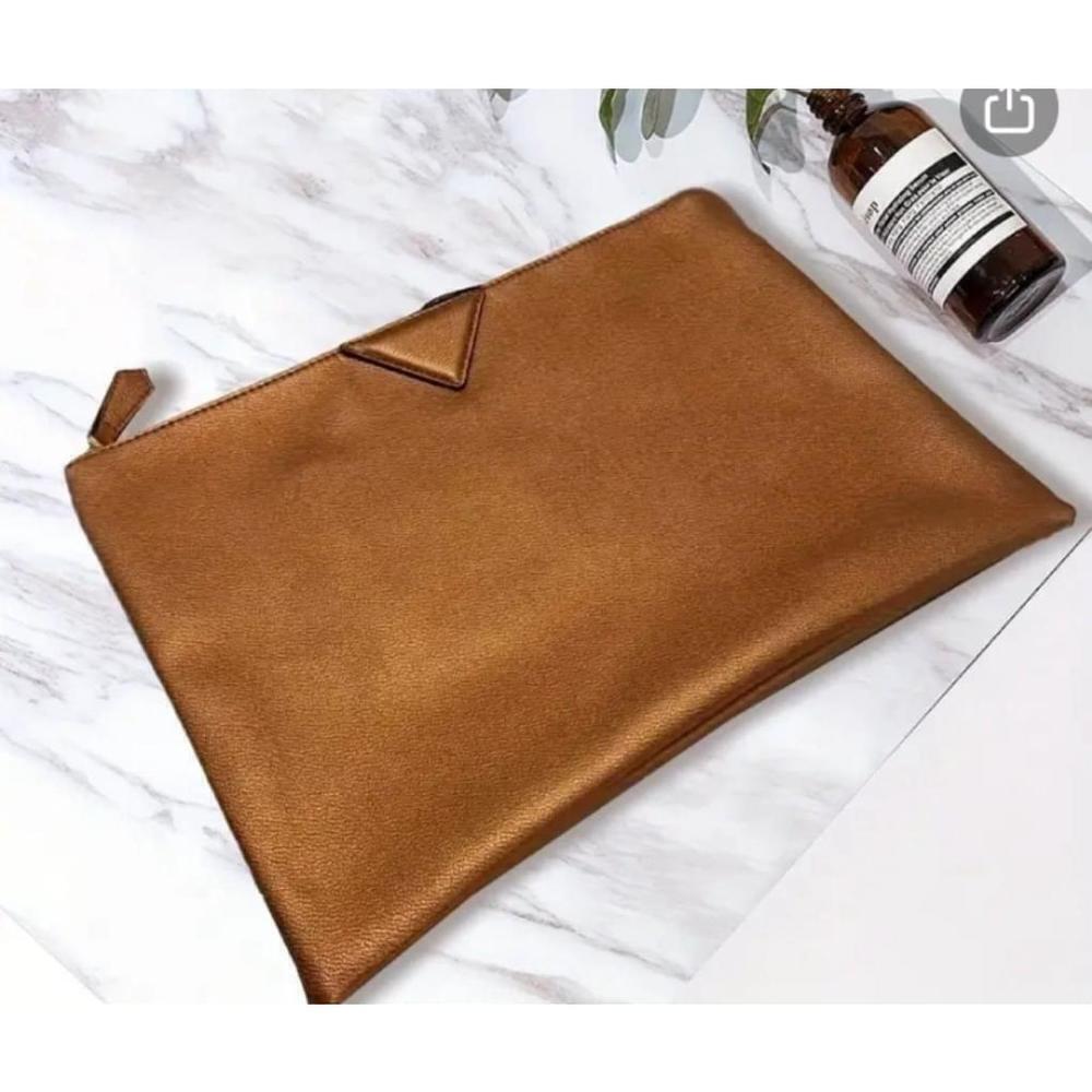Metallic Large Clutch Bag In Orange - Picture 3 of 7